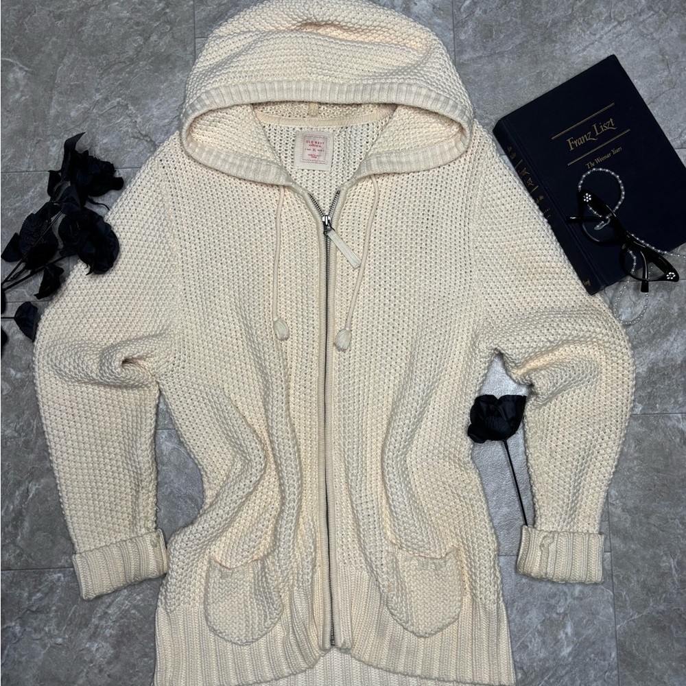 Old Navy Cream Hooded Cardigan